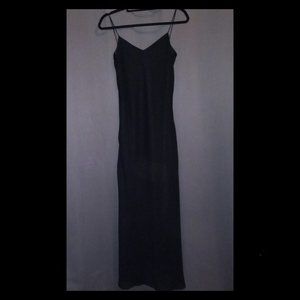 Hampton Nites Black Long Slip Dress w/ Open Back (Size 8)